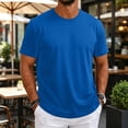 thumbnail image 2 of Men's Shirts Short Sleeve T-Shirt Crew Neck Light Tees Classic Basic Casual Tops Plain Soft Shirt Sky Blue XXL, 2 of 7