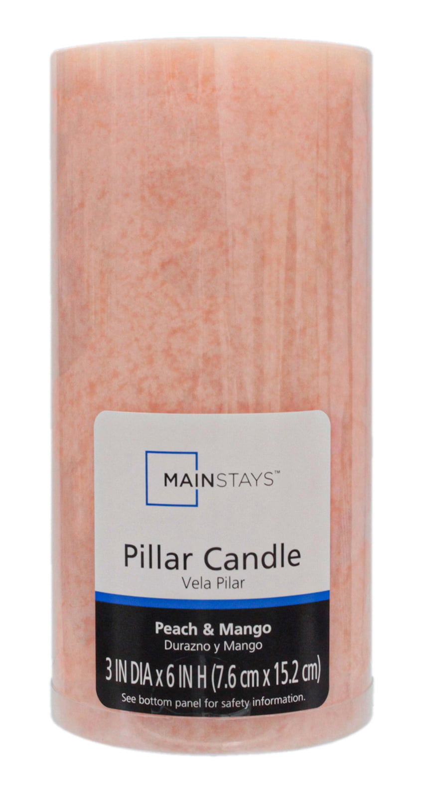 Mainstays Scented Mottled Pillar Candle, 3 x 6 inches, Pink, Peach