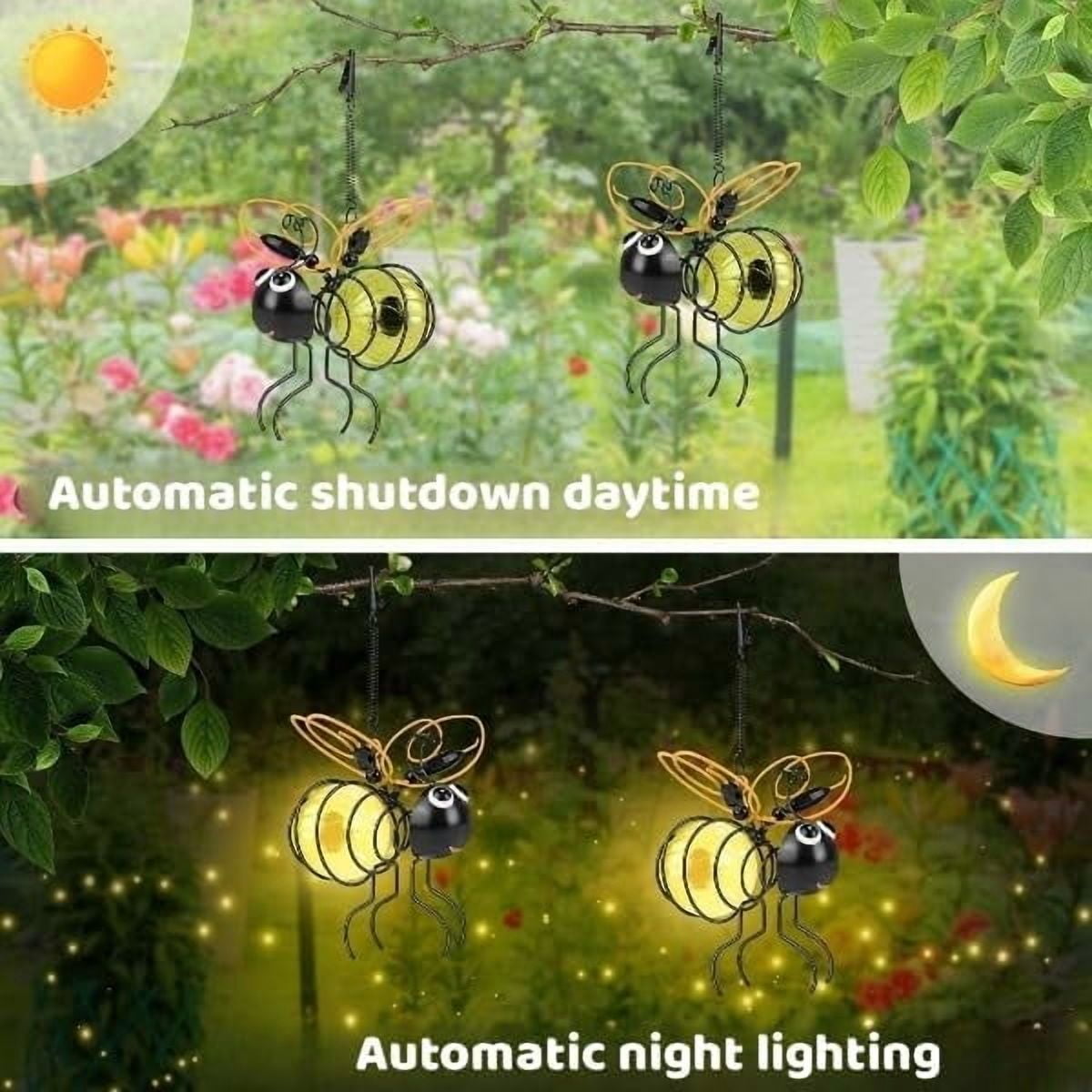 XEAZON Solar Bees Lights Outdoor, Hanging Bee Solar Garden Light,Garden Solar Bees Simulation Lights, Waterproof Bumble Bees Solars Light for Party Festivals Garden Decor Birthday Gifts (3pcs)