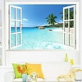 thumbnail image 3 of Large Removable Beach Sea 3D Window Decal WALL STICKER Home Decor Exotic Beach View Art Wallpaper Mural, 3 of 8