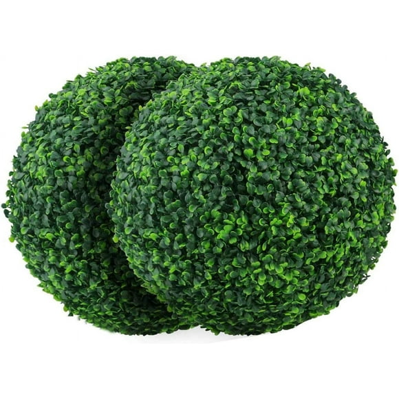 HSHDLDF 2 PCS 15.7 Inch Artificial Plant Topiary Ball Faux Boxwood Decorative Balls for Backyard,Balcony,Garden,Wedding DéCor
