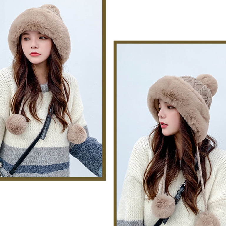 Winter Trapper Hat with Pompom for Ski Snow Activities Women Girls Winter Warm Jacquard Knitted Woolen Hat Plush  main image 4