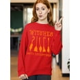 thumbnail image 2 of Witches Gotta Have Options Halloween Broom Crewneck Sweatshirt, XL, Red, 2 of 6