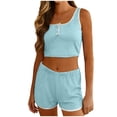 thumbnail image 2 of Agkizg Women's Solid Color Tank Pajama Set, Summer Slim Fitting Crew Neck Sleeveless Cami Top with Shorts, Soft Lightweight 2 Piece Loungewear Sleepwear, 2 of 6