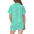 thumbnail image 4 of Girls Sleepwear Set Soft Satin Pajamas With Ocean Bow Print For Daily Casual Wear In Spring Summer Kids Ages 2 13, 4 of 4