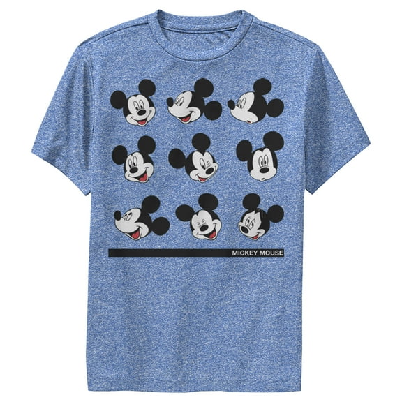 Boy's Mickey & Friends Mickey Mouse Silly Faces  Performance Graphic Tee Royal Blue Heather X Large