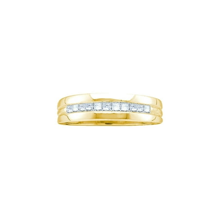 14k Mens Diamond Rings - 14kt Yellow Gold Mens Princess Diamond Wedding Anniversary Band Ring (1.00 cttw.)