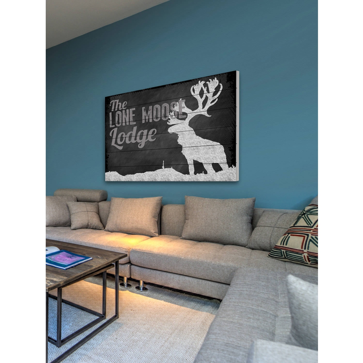 Marmont Hill "Lone Moose Lodge" Painting Print on White Wood