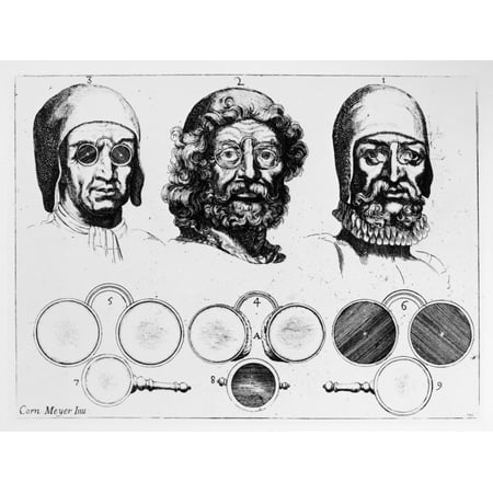 Spectacles 17Th Century Ndrawing Illustrating The Proper Use Of Various Eyeglasses The First Drawing Demonstrating Pinhole Vision For Near-Sighted Patients The Third For Patients With A Lazy Eye Engra