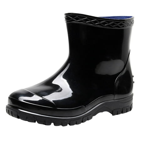 

Fsqjgq Shorty Rain Boot Mens Rain Boots Hardwearing Skidding Patchwork Slip On Waterproof Non Slip Cement Rain Shoes Rain Ankle Boots Rain Work Boots Men Black 44