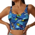 thumbnail image 2 of Picia Hawaiian Style Sports Bra for Women,Padded Strappy Sports Bras Medium Support Yoga Bra with Removable Cups,Running Yoga Bra-Medium, 2 of 9