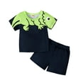 thumbnail image 2 of RTKFRFLM Toddler Boy Summer Shorts Set 2 Piece Summer Sunshine Handsome Splicing Design Sense Cartoon Suit Short Sleeved Clothes Set Outfits,Size 18-24 Months, 2 of 9