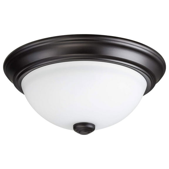 Portage Bay 11 Inch Flush Mount Ceiling Fixture Alabaster Glass Lighting, Bronze