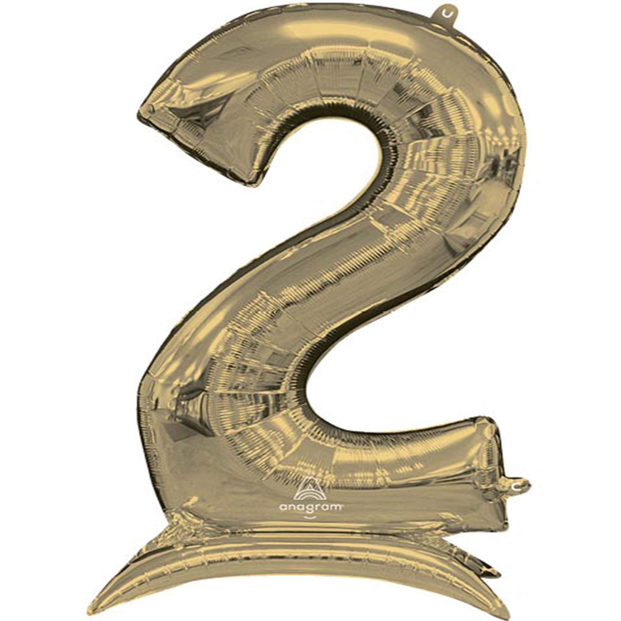 54 inch Stand-Up Numberz 2 - White Gold (Air-Fill Only) Foil Mylar Balloon - Party Supplies Decorations