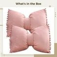 thumbnail image 5 of Bow Pillow Covers Set of 2, Pink Throw Pillow Cases with Decorative Ball Edges, Plush Material, 19.7 x 13.8 in for Home Office Decor, 5 of 5