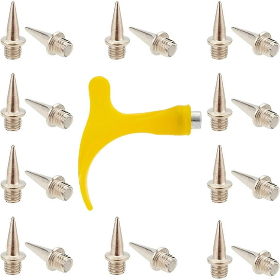 DIY 50Pcs 1/2 Inch Track Spikes Hard Steel Track Replacement Pyramid Spikes for Sports Track Shoes with Spike Wrench for Long Jump Track and Field Sprinting Cross Country Outdoor(Sliver) DIY