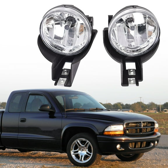 SHZAITOR 1 Pair Fog Lights Assembly Replacement for 1997-2000 Dakota 1998-2000 Durango Clear Lens with Bulbs Driving Fog Light Lamp Driver and Passenger Side