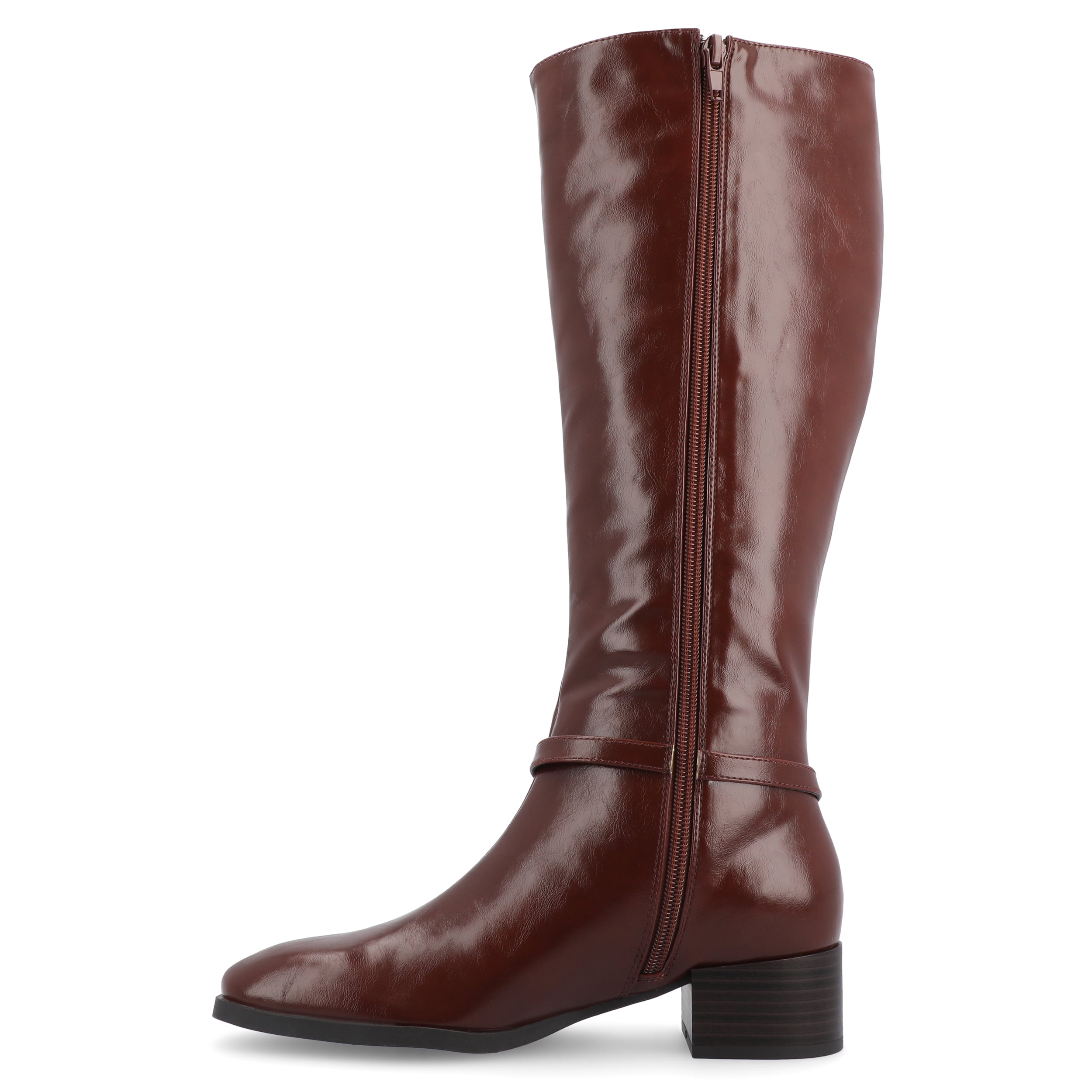 Journee Womens Rhianah Stacked Block Heel Square Toe Boots