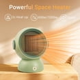 thumbnail image 2 of Space Heater, Portable Small Room Space Electric Heaters for Indoor Use, Two-Speed, 1200w Mini Personal Heaters for Home Office Bedroom under Desk Table Quiet Handy 300 sq ft Air Heater(Green), 2 of 18
