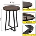 thumbnail image 2 of Side Table, Round End Table Vintage Brown Color MDF Top, Modern Coffee End Table for Living Room, Bedroom, Nightstand with Black Steel Frame for Small Spaces, 2 of 16
