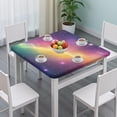 thumbnail image 3 of Colorful Tie Dye Nebula Pattern Square Fitted Tablecloth with Elastic Edge,Square Table Cover,Washable Elastic Table Cover for Home Kitchen Party Decor 34"x34", 3 of 6