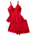 thumbnail image 3 of Women Pajama Sets 2 Piece Cute Cami Sleepwear Lace Trim Pj Top Soft Summer Lounge Shorts, 3 of 4