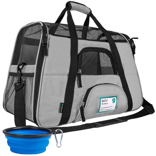 PetAmi Transportín para mascotas aprobado por la aerolínea para gatos, transportador de perros de lado suave para perros pequeños, suministros de viaje para gatos, accesorios para gatos de interior, b