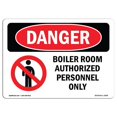thumbnail image 1 of SignMission OS-DS-A-1218-L-1048 12 x 18 in. OSHA Danger Sign - Boiler Room Authorized Personnel Only, 1 of 1
