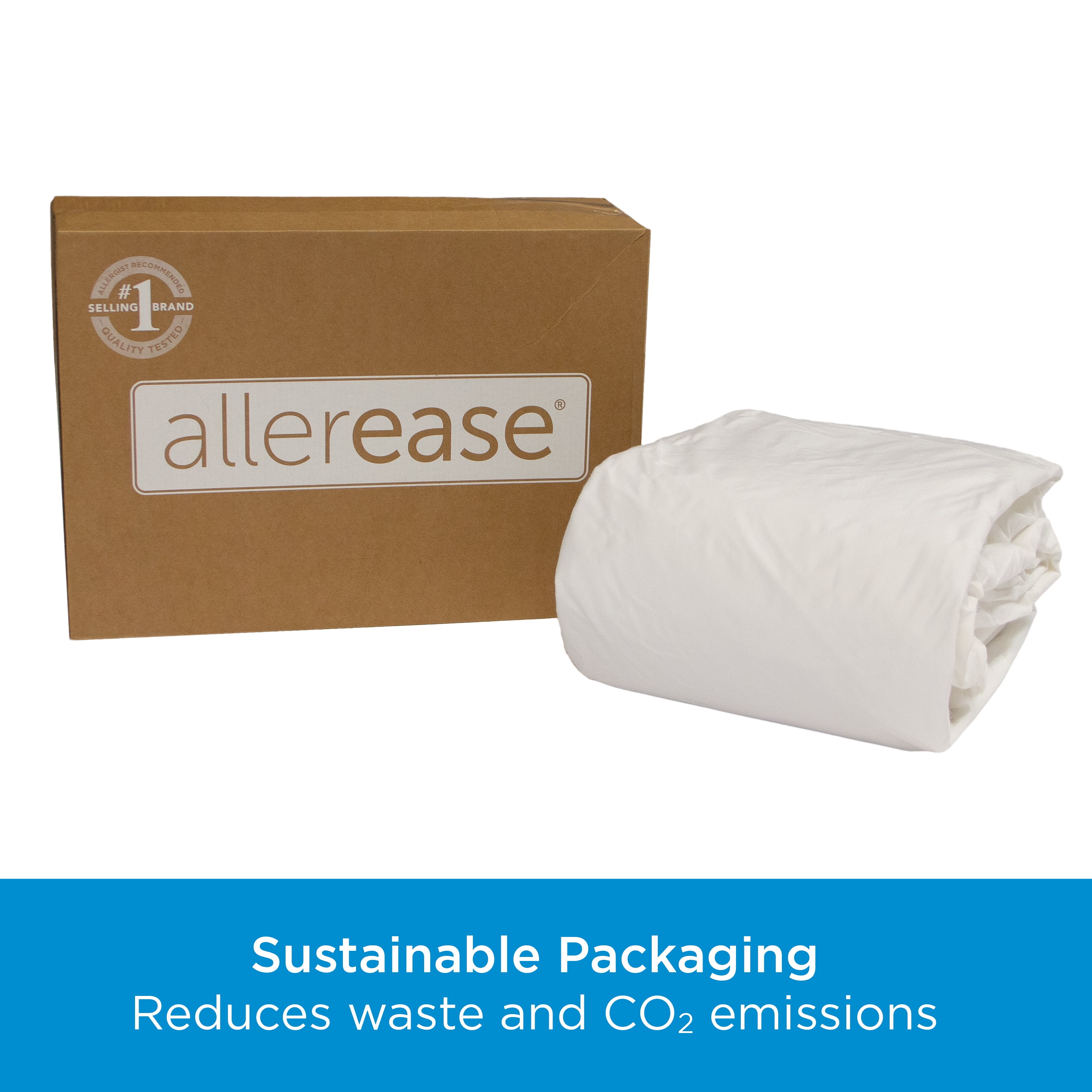 AllerEase Waterproof Mattress Cover Protector Queen, White- Allergy Defense Fabric Fitted