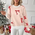 thumbnail image 6 of BangWanChi Womens Sweaters Women's Christmas Fair Isle Knit Sweater with Bow Detail And Embroidery, 6 of 6