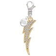 thumbnail image 2 of Delight Jewelry Goldtone Large Clear Crystal Lightning Bolt - Silvertone Clip on Charm with Clear Crystal Drop, 2 of 4