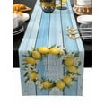 thumbnail image 2 of Lemon Wreath Cotton Linen Table Runner 13 x 90 inch Farmhouse Blue Wooden Floral Non-slip Rectangular Dining Table Decor for Wedding Party Holiday Dinner, 2 of 8