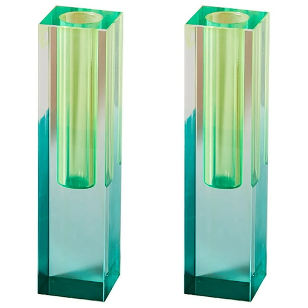 2X Modern Rainbow Color Bud Vase Tabletop Glass Vases Luxury Decorative