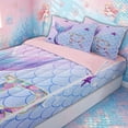 thumbnail image 3 of meiyoeat Mermaid Princess Scale Zipper Twin Comforter Sets with Fitted Sheet and 2 Pillowcases for Girls, Sparkle Initial R Zipper Bedding Set for Kids, Purple Blue, Pink Reversible, 4-Piece, 3 of 6