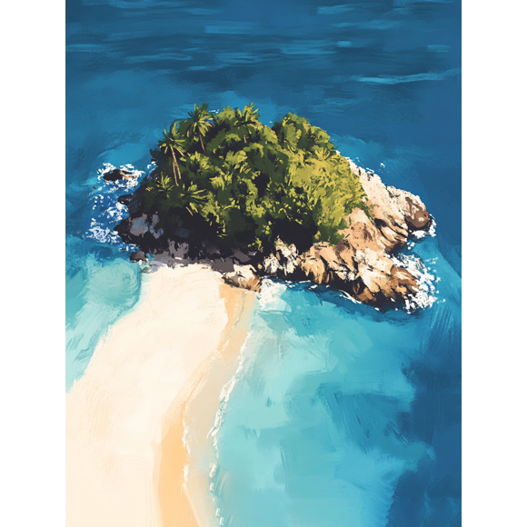 Tropical Island Aerial View Canvas Print/Painting, Suitable for Living Room, Bedroom, Office, Bathroom, and Hotel Decoration.