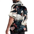 thumbnail image 3 of Swan Men's Short Sleeve Beach Button Down Casual Printed Summer Shirts - Unisex, 3 of 6