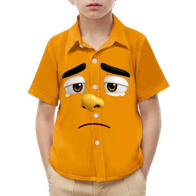 Chemise à Manches Courtes pour Enfants avec Poche et Imprimé, Haut Décontracté à Col Rond pour Garçons et Filles, Âges 2-15 Ans en Vert Armée