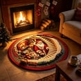 thumbnail image 6 of Christmas Round Rug with Santa Claus Optical Illusion Design, Non Slip Visual Effect Floor Mat for Entryway Living Room, Holiday Stair Scene Carpet, 23.62x23.62 inch, 6 of 8
