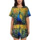 thumbnail image 1 of Fotbe Peacocks Conjunto de Pijama Estampado para Mujer, 2 Piezas, Ropa de Dormir con Camiseta de Manga Corta y Shorts Suaves-Large, 1 of 6
