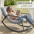 thumbnail image 3 of RADIATA Oversize Rocking Chair with Cushion & Footrest, Indoor Outdoor Rocking Chair Recliner, 400 lbs Capacity, Light Grey，2Pcs, 3 of 9