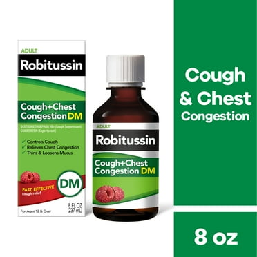 Robitussin Adult Cough Congestion DM and Cold Medicine, Raspberry, 8 fl oz