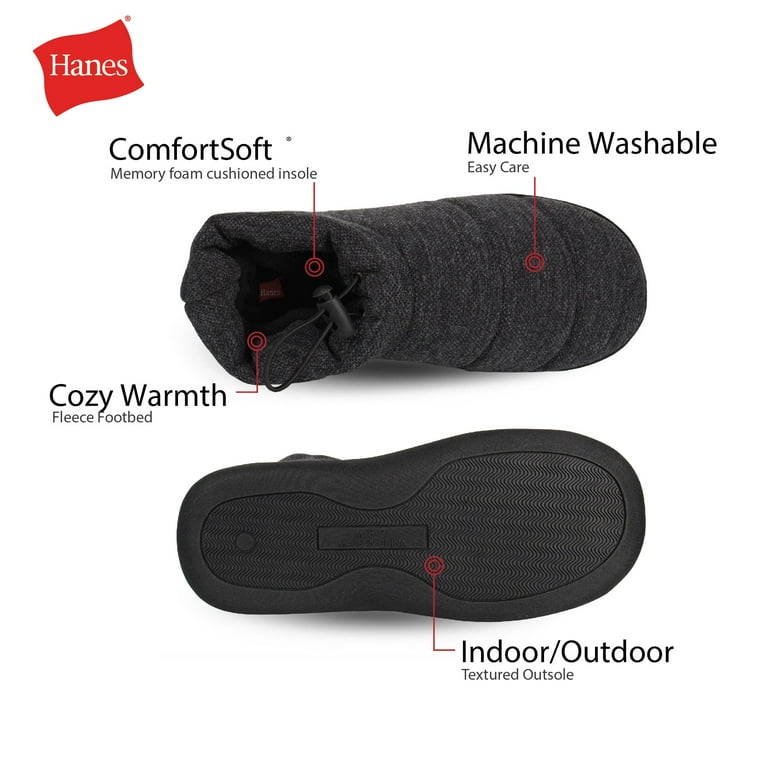 Hanes Mens Slipper Boot House Shoes with Memory Foam Indoor