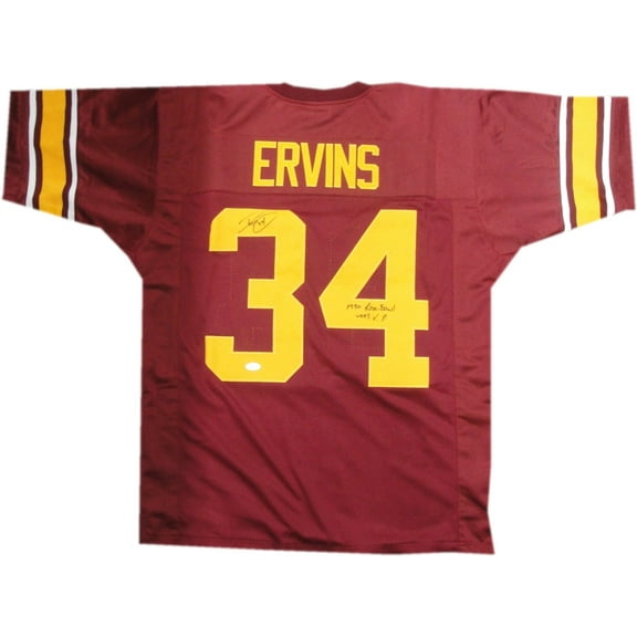 Ricky Ervins Hand Signed Autographed USC Trojans Jersey 1990 Rose Bowl #34 JSA