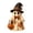 E, variant on Vintage Patchwork Ghost with Dark Witch Hat & Pumpkin Bucket, Rustic Fall Halloween Figurine, Farmhouse Spooky Decor for Mantel, Porch & Tabletop