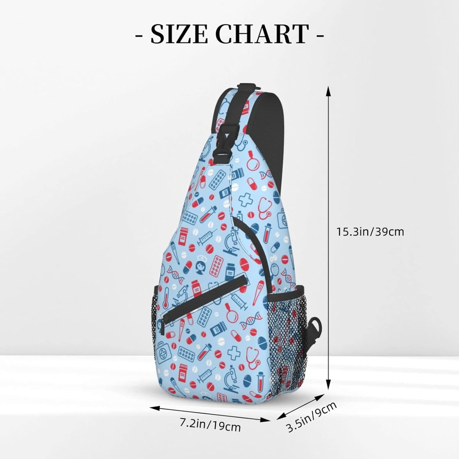 Nurse Medical Print Sling Bag Crossbody Hiking Travel Chest Bags Backpack Shoulder Daypack for Women Men