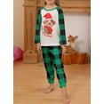 thumbnail image 2 of Gureui Family Matching Christmas Pajamas Sets, Long Sleeve Round Neck Dog Print Patchwork Tops + Green Elastic Band Plaid Pants Set or Long Sleeve Plaid Jumpsuit Sleepwear, 2 of 9