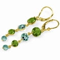 thumbnail image 2 of Galaxy Gold GG 14K Yellow Gold 7.8 Carat Natural Peridot and Blue Topaz Dangle Earrings - August Birthstone - Abundance & Joy - Fine Jewelry for Women, 2 of 3