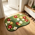 thumbnail image 5 of Eolstice Irregular Floral Doormat, Green Flocked Non Slip Rug, Washable Absorbent Entrance Mat, Front Door Home Entryway Floor Carpet, 5 of 7