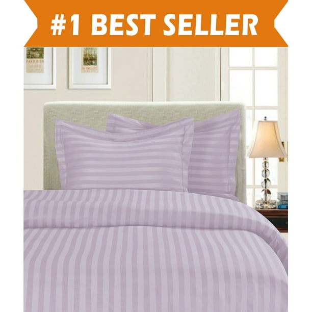 1800 Thread Count DAMASK STRIPE Duvet Cover Set, Twin/Twin XL, Lavender
