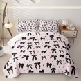 thumbnail image 2 of Erosebridal Black Bowtie Kids Quilt Full,Cute Polka Dots Kawaii Stars Full Bedspread Sets For Girls,3 Pieces, 2 of 7